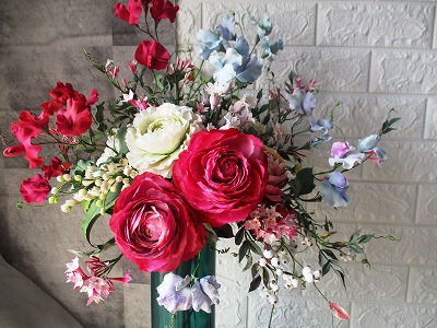 粘土 アートフラワー 赤いバラ 七彩アート粘土の花優美な薔薇 粘土の花 薔薇のリース アートフラワー